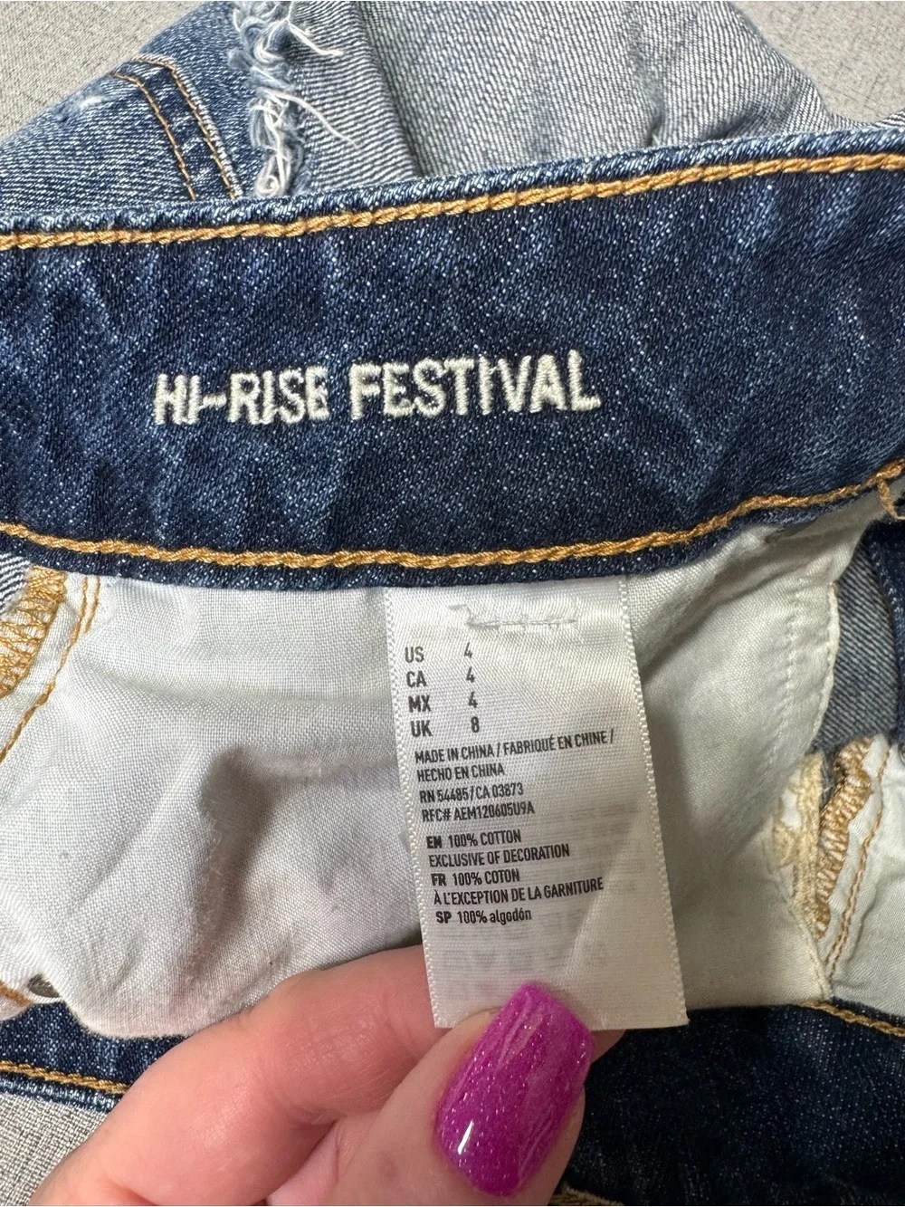 American Eagle Outfitters Hi Rise Festival Jean Shorts Lace Destroyed Size 2/4